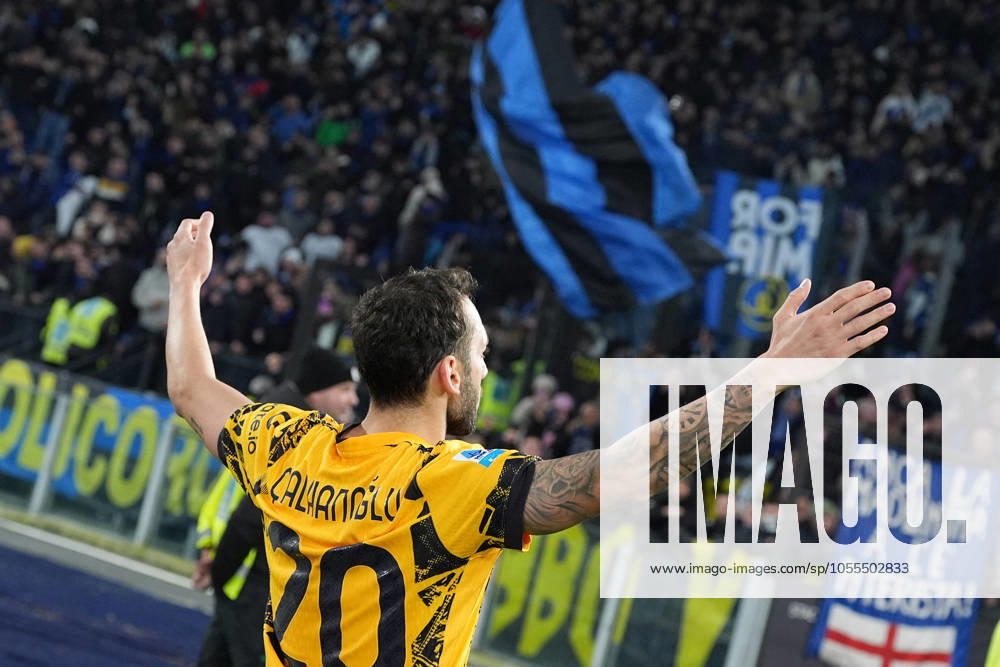 Inter Milan s Hakan Calhanoglu celebrates after scoring 0-1 during the Serie A EniLive soccer match between Lazio and Inter at the Rome s Olympic stadium, Italy - Monday December 16, 2024 - Soccer ( Photo by Alfredo Falcone LaPresse )