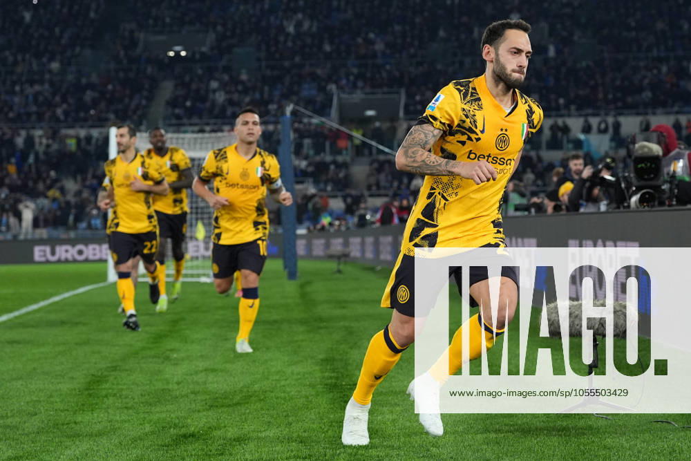 Inter Milan s Hakan Calhanoglu celebrates after scoring 0-1 during the Serie A EniLive soccer match between Lazio and Inter at the Rome s Olympic stadium, Italy - Monday December 16, 2024 - Soccer ( Photo by Alfredo Falcone LaPresse )
