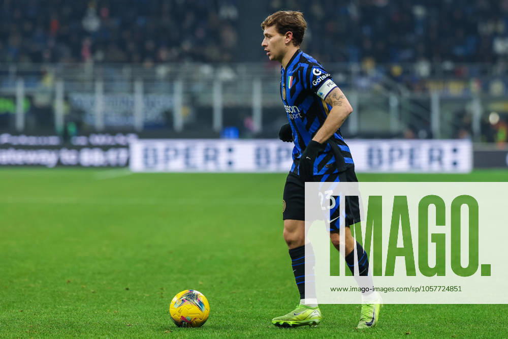 Nicolo Barella of FC Internazionale seen in action during Serie A 2024 25 football match between FC Internazionale and Bologna FC at San Siro Stadium Milan Italy on 15 January 2025. Milan Stadio Giuseppe Meazza Milan Italy