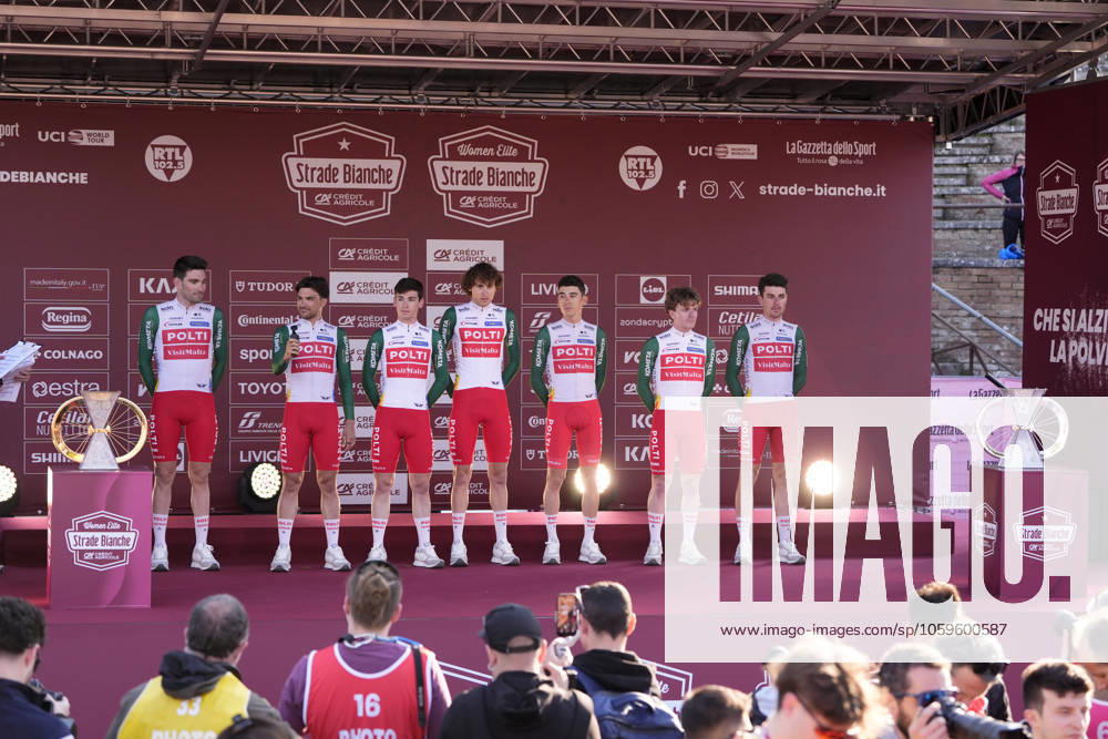 TEAM POLTI VISITMALTA during the team presentation of the Strade Bianche e Strade Bianche Women cycling race in Siena, Friday, Italy - Friday, March 7 2025. - cycling.
