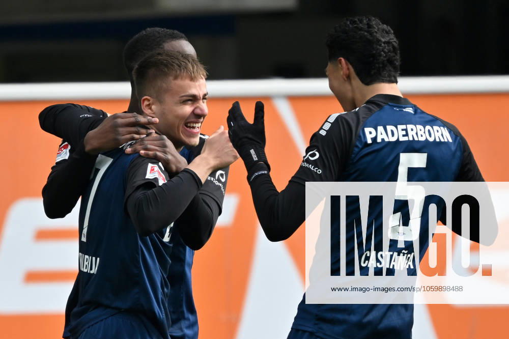 Paderborn, Home Deluxe Arena, 15.03.25, GER, Herren, 2.Bundesliga, Saison 2024-2025, SC Paderborn 07 - 1.FC Kaiserslautern Bild: Filip BILBIJA (Paderborn) jubelt nach seinem Tor zum 3:0 Only for editorial use! DFL regulations prohibit any use of photographs as image sequences and or quasi-video. NRW Deutschland