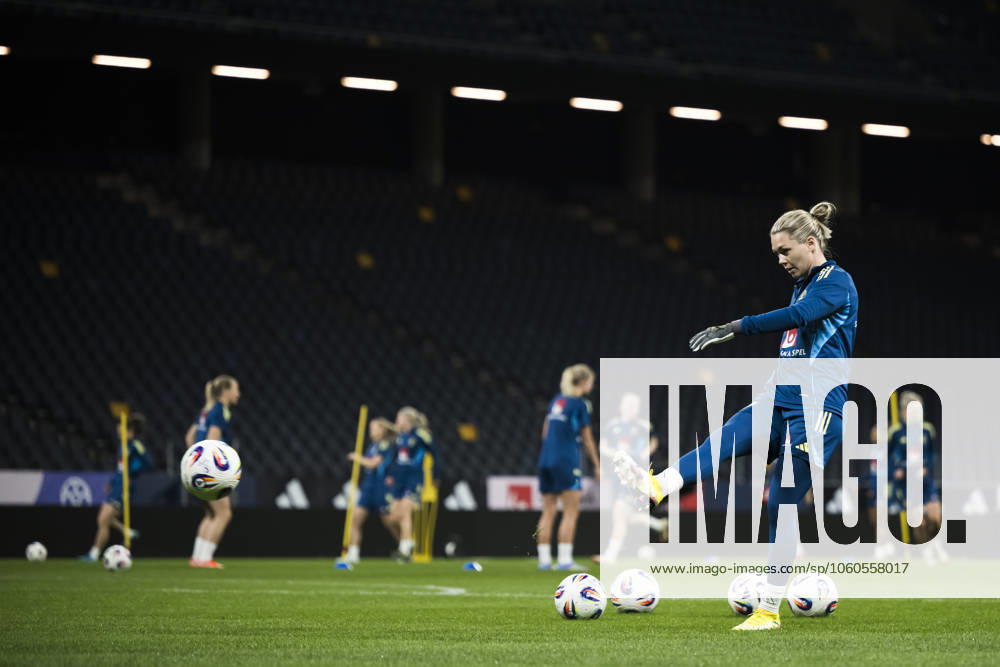 Goalkeeper Jennifer Falk of the Swedish women s national football team at a training session ahead of the Women s Nations League on April 3, 2025 in Stockholm. Photo: Maxim Thorà BILDBYRAN kod MT MT0791 fotboll football soccer fotball nations league uefa womens nations league träning practice training sverige sweden dam bbeng