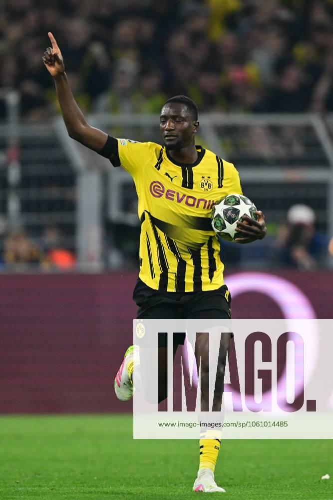 DORTMUND - Sehrou Guirassy of Borussia Dortmund celebrates his goal during the quarterfinal Champions League match between Borussia Dortmund and FC Barcelona, Barca at Signal Iduna Park stadium on April 15, 2025 in Dortmund, Germany. ANP Hollandse Hoogte Borussia Dortmund v FC Barcelona 2024 25 ANPxSportx xGerritxvanxKeulenxIVx 524606472 originalFilename: 524606472
