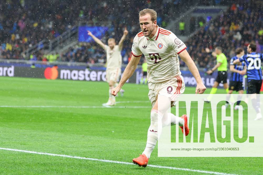 Torjubel, jubelt nach seinem Treffer zum 1:0 von Harry Kane (FC Bayern Muenchen), Inter Mailand vs. FC Bayern Muenchen, Fussball, Champions League, Viertelfinale, Rueckspiel