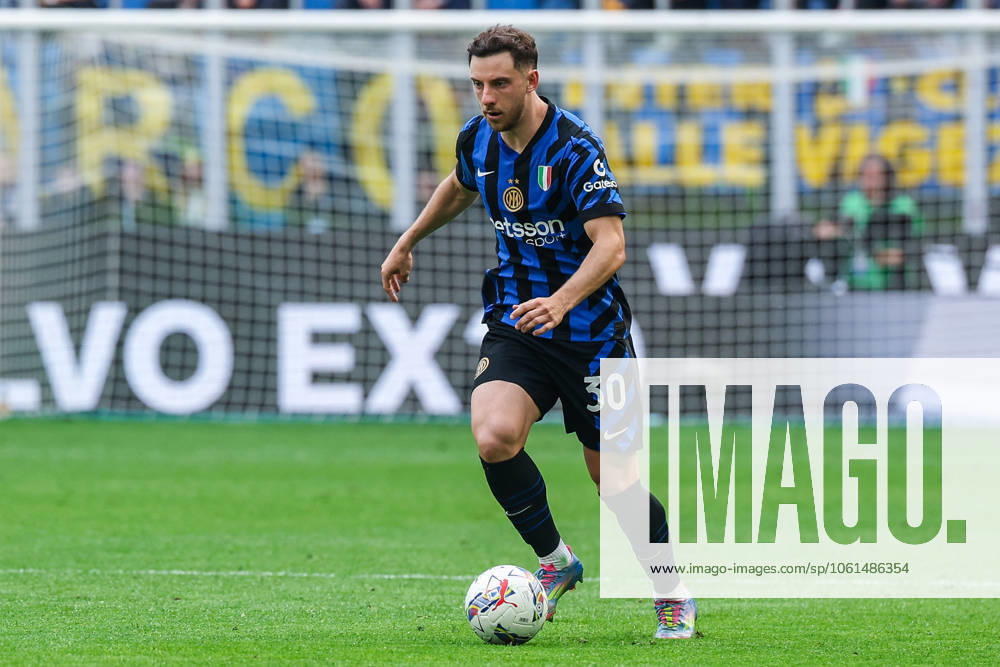 Carlos Augusto of FC Internazionale seen in action during Serie A 2024 25 football match between FC Internazionale and AS Roma at San Siro Stadium Milan Italy on 27 April 2025. Milan Stadio Giuseppe Meazza Milan Italy