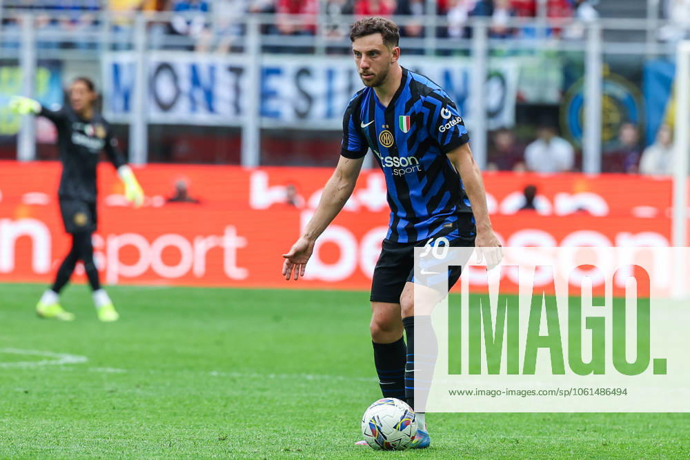 Carlos Augusto of FC Internazionale seen in action during Serie A 2024 25 football match between FC Internazionale and AS Roma at San Siro Stadium Milan Italy on 27 April 2025. Milan Stadio Giuseppe Meazza Milan Italy