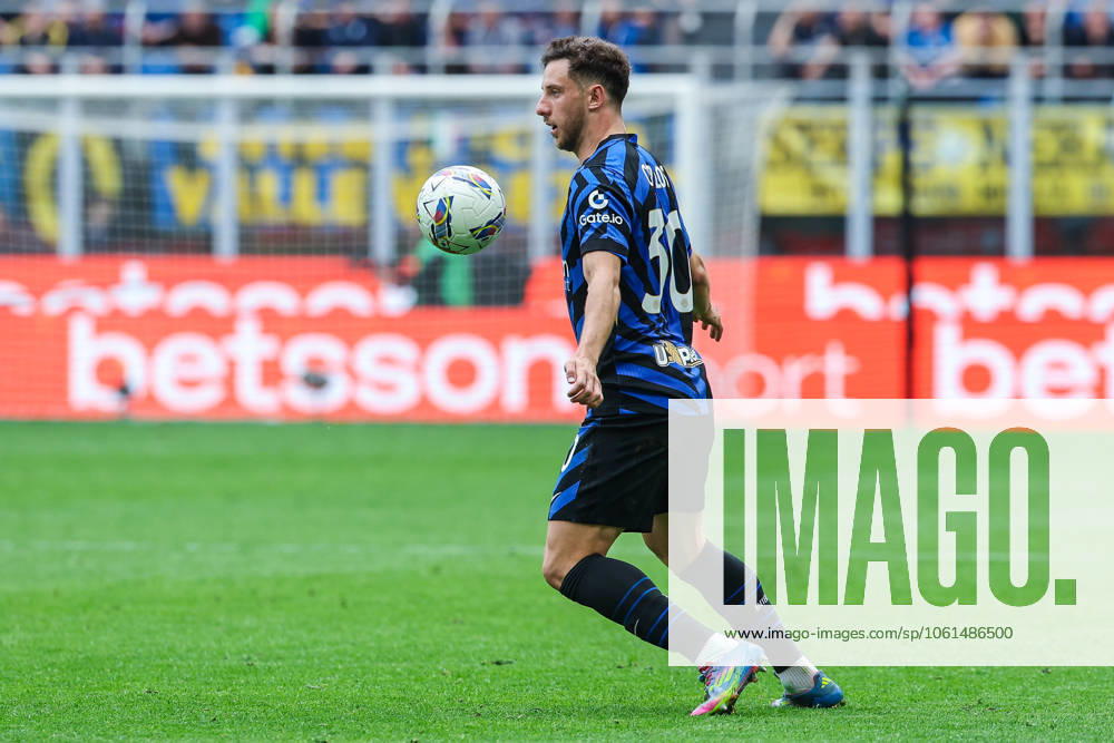 Carlos Augusto of FC Internazionale seen in action during Serie A 2024 25 football match between FC Internazionale and AS Roma at San Siro Stadium Milan Italy on 27 April 2025. Milan Stadio Giuseppe Meazza Milan Italy