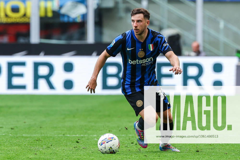 Carlos Augusto of FC Internazionale seen in action during Serie A 2024 25 football match between FC Internazionale and AS Roma at San Siro Stadium Milan Italy on 27 April 2025. Milan Stadio Giuseppe Meazza Milan Italy