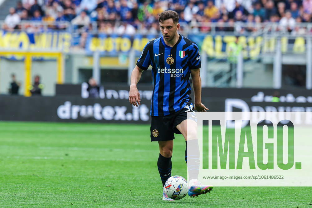 Carlos Augusto of FC Internazionale seen in action during Serie A 2024 25 football match between FC Internazionale and AS Roma at San Siro Stadium Milan Italy on 27 April 2025. Milan Stadio Giuseppe Meazza Milan Italy