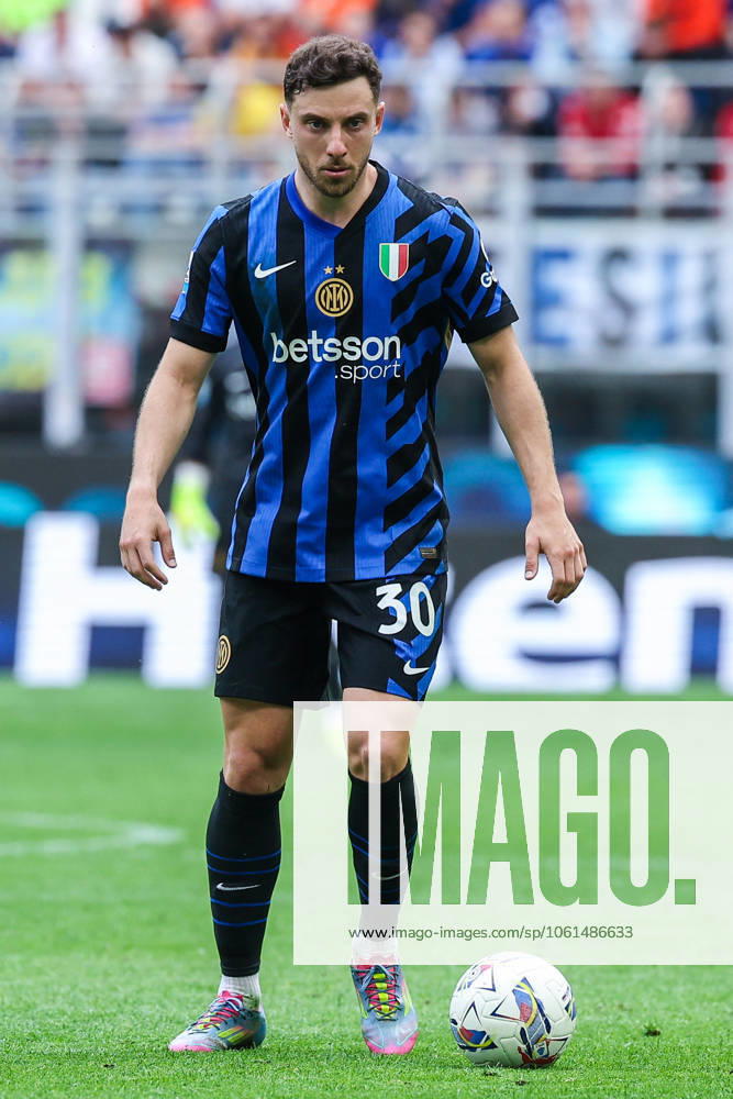 Carlos Augusto of FC Internazionale seen in action during Serie A 2024 25 football match between FC Internazionale and AS Roma at San Siro Stadium Milan Italy on 27 April 2025. Milan Stadio Giuseppe Meazza Milan Italy