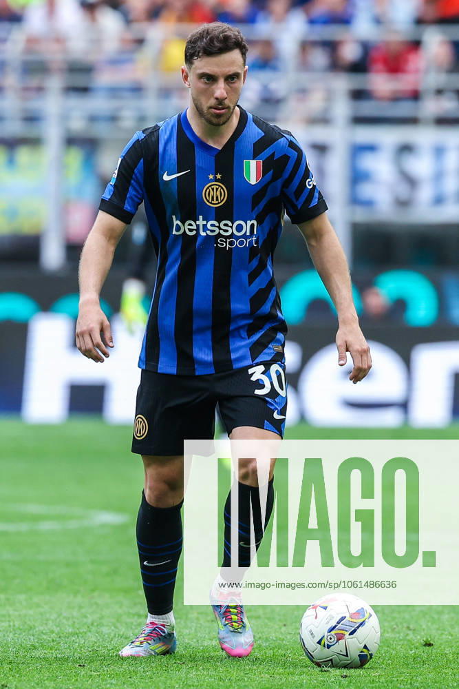 Carlos Augusto of FC Internazionale seen in action during Serie A 2024 25 football match between FC Internazionale and AS Roma at San Siro Stadium Milan Italy on 27 April 2025. Milan Stadio Giuseppe Meazza Milan Italy
