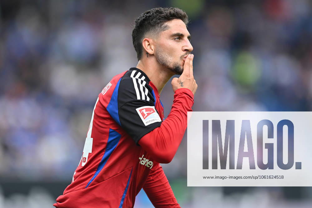 Fussball I Herren I Saison 2024-2025 I 2. Bundesliga I 32. Spieltag I SV Darmstadt 98 - Hamburger SV I 03.05.2025 Ludovit Reis (14, Hamburger SV) Torjubel zum 0:1 Darmstadt Böllenfalltor Hessen Deutschland