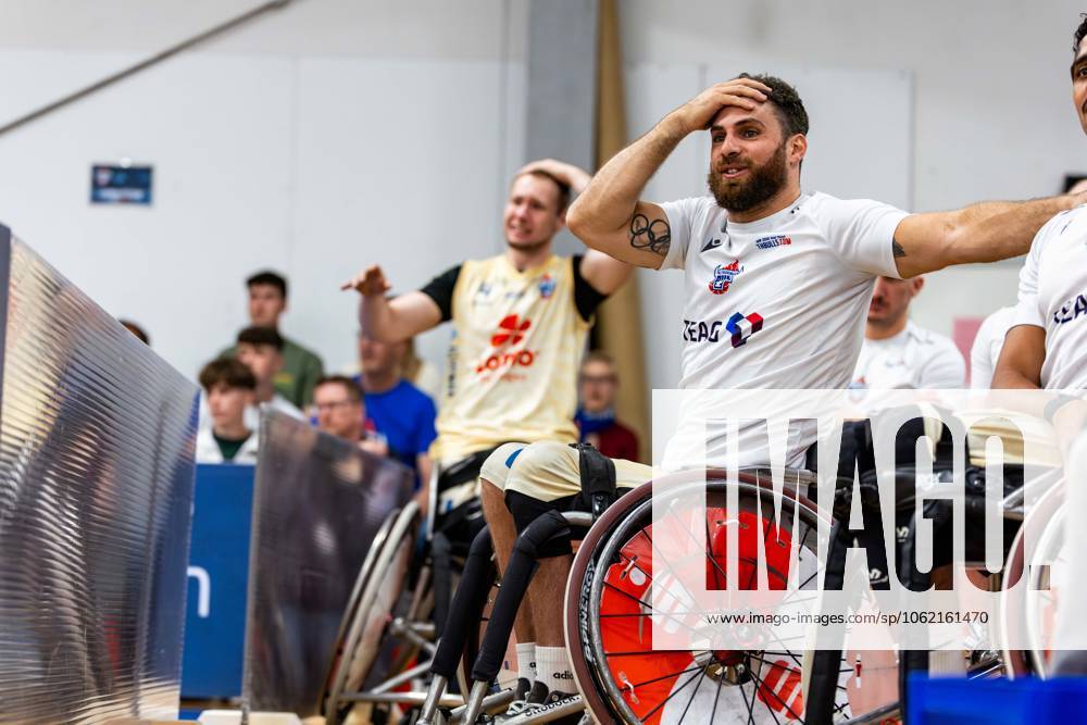 GER, Rollstuhlbasketball, Maenner Frauen, Saison 24 25, 1.Bundesliga, PlayOff Finale, RSB Thuringia Bulls - RSV Lahn-Dill Im Bild Jordi Ruiz (RSB Thuringia Bulls) Die Mannschaft der Thuringia Bulls schlägt im zweiten PlayOff Spiel erneut die Gastmannschaft vom RSV Lahn-Dill und gewinnt somit die Saison 24 25 - Deutsche Meisterschaft Deutscher Meister 99189 Elxleben Fit-In Freizeitanlage Sporthal Thueringen Deutschland