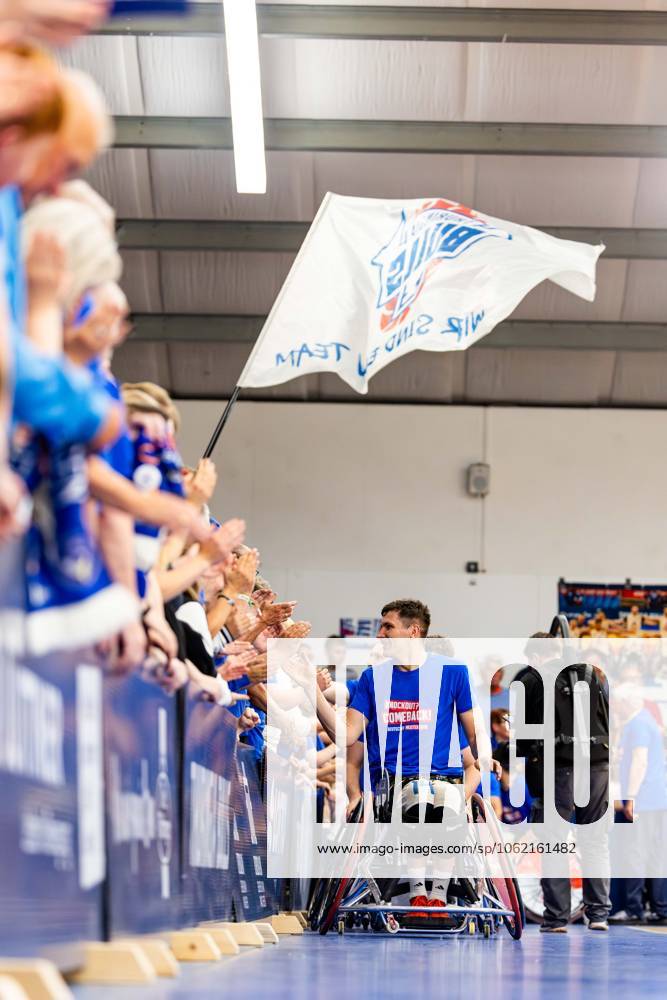 GER, Rollstuhlbasketball, Maenner Frauen, Saison 24 25, 1.Bundesliga, PlayOff Finale, RSB Thuringia Bulls - RSV Lahn-Dill Im Bild Aliaksandr Halouski (RSB Thuringia Bulls) Die Mannschaft der Thuringia Bulls schlägt im zweiten PlayOff Spiel erneut die Gastmannschaft vom RSV Lahn-Dill und gewinnt somit die Saison 24 25 - Deutsche Meisterschaft Deutscher Meister 99189 Elxleben Fit-In Freizeitanlage Sporthal Thueringen Deutschland