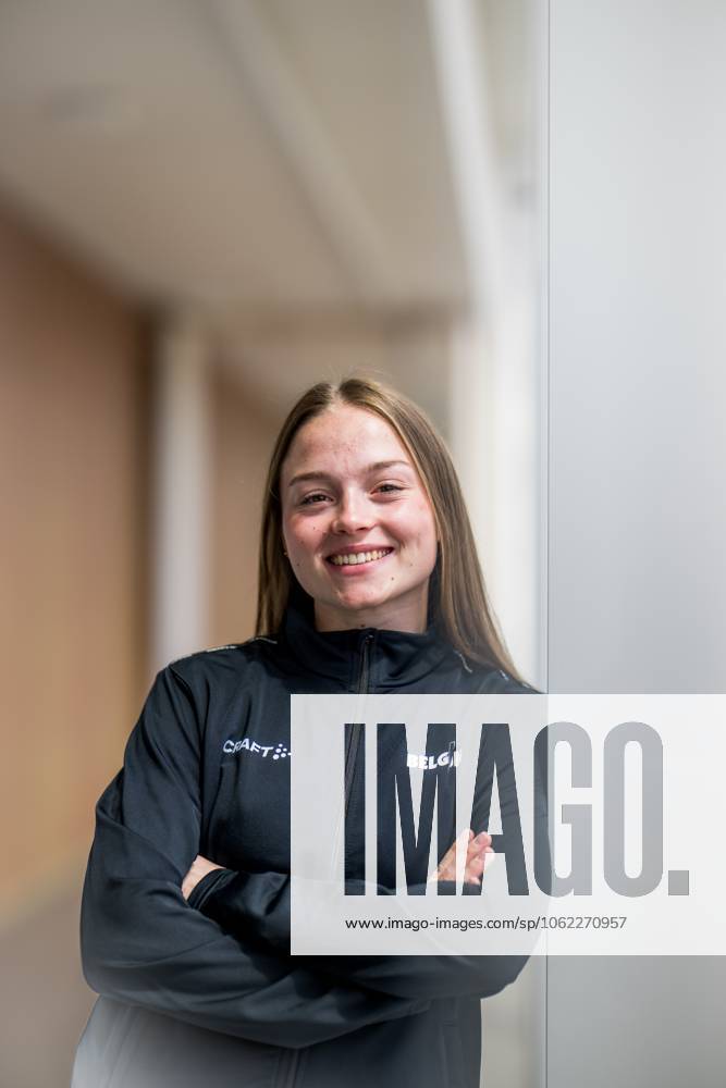 Belgian gymnast Jade Vansteenkiste poses for the photographer at a press conference, PK, Pressekonferenz to announce the Belgian men s and women s teams that will participate in the European Artistic Gymnastics Championships in Leipzig (26-31 05), in Gent, on Wednesday 21 May 2025. JASPERxJACOBS x124642832x