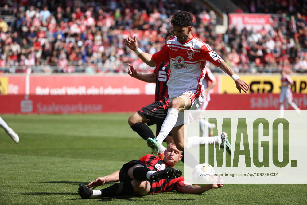 Halle Saale Sachsen Anhalt Leuna Chemie Stadion Fußball Hallescher FC Halle HFC Regionalliga Nordost 4. Liga Männer Saison 2024 2025 Landespokal FSA Finale Pokalfinale 2025 Hallescher FC - 1. FC Lok Stendal Serhat Polat 77 ( Hallescher FC) Felix Knoblich (FC Lok Stendal)