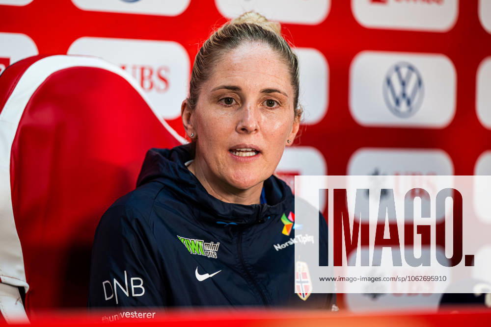 Head coach Gemma Grainger of the Norwegian women s national football team during a press conference, PK, Pressekonferenz on June 2, 2025 in Sion. Photo: Marius Simensen BILDBYRAN COP 238 bbeng dam football fotball fotboll norge norway press conference pressekonferanse soccer uefa women s nations league