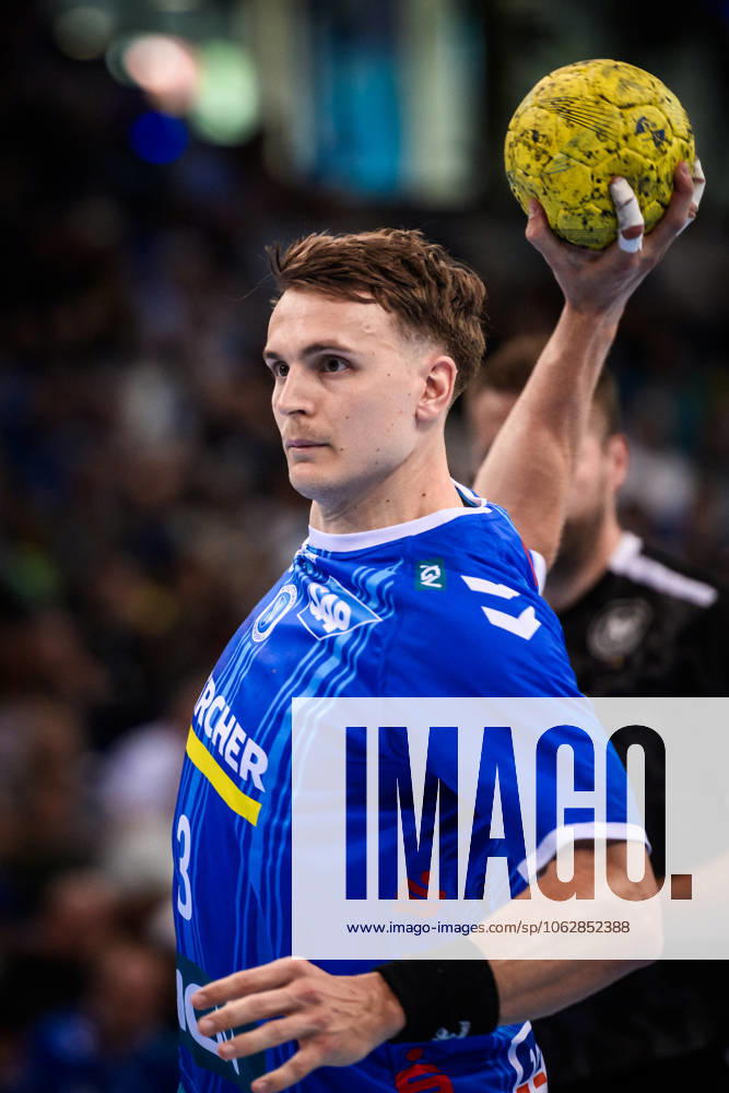 Max Haefner (TVB Stuttgart, 03) GER, TVB Stuttgart - SC DHfK Leipzig, DAIKIN HBL, Handball, Bundesliga, 34. Spieltag, Spielzeit 2024 2025, 08.06.2025 GER, TVB Stuttgart - SC DHfK Leipzig, DAIKIN HBL, Handball, Bundesliga, 34. Spieltag, Spielzeit 2024 2025, 08.06.2025 Stuttgart