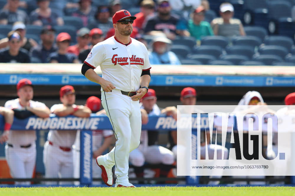Cleveland Guardians manager Stephen Vogt walks to the mound during the tenth inning against the Detroit Tigers at Progressive Field in Cleveland, Ohio on Sunday, July 6, 2025. The Tigers defeated the Guardians 7-2. CLE20250706122 AARONxJOSEFCZYK