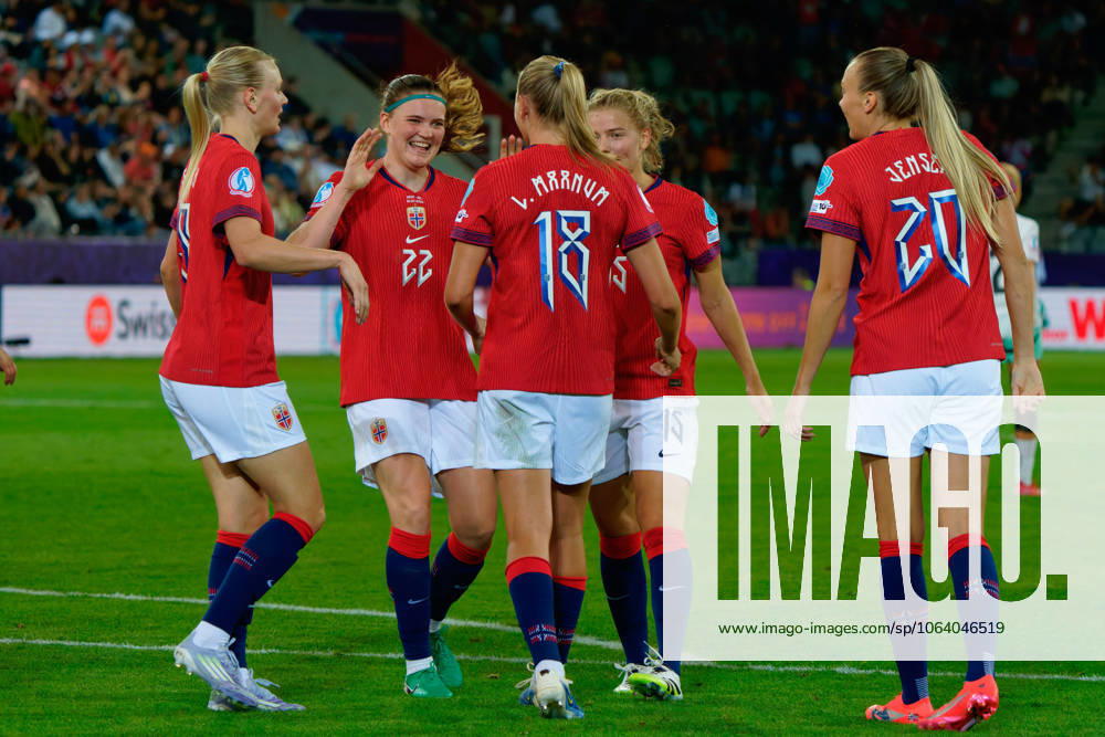 Frida Maanum of Norway celebrates after scoring a goal with teammates during UEFA Women s EURO 2025 - Norway vs Iceland, UEFA European Football Championship in Thun, Switzerland, July 10 2025