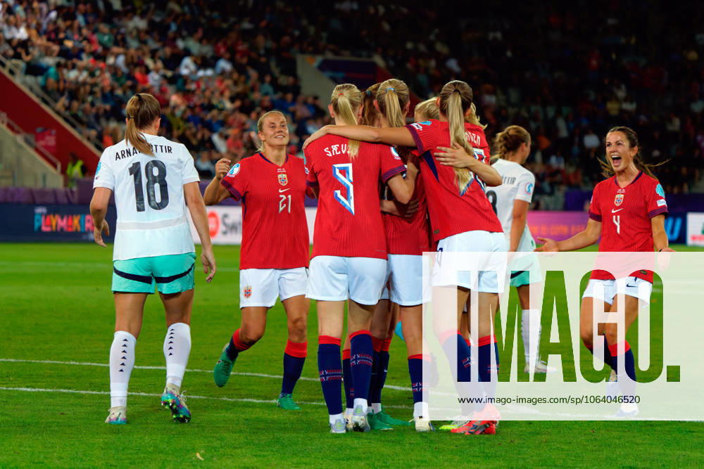 Frida Maanum of Norway celebrates after scoring a goal with teammates during UEFA Women s EURO 2025 - Norway vs Iceland, UEFA European Football Championship in Thun, Switzerland, July 10 2025
