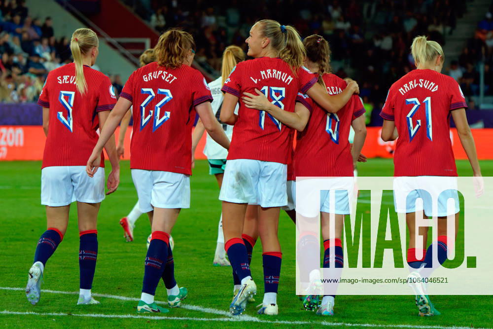 Frida Maanum of Norway celebrates after scoring a goal with teammates during UEFA Women s EURO 2025 - Norway vs Iceland, UEFA European Football Championship in Thun, Switzerland, July 10 2025