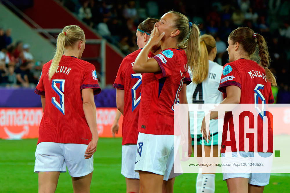 Frida Maanum of Norway celebrates after scoring a goal during UEFA Women s EURO 2025 - Norway vs Iceland, UEFA European Football Championship in Thun, Switzerland, July 10 2025