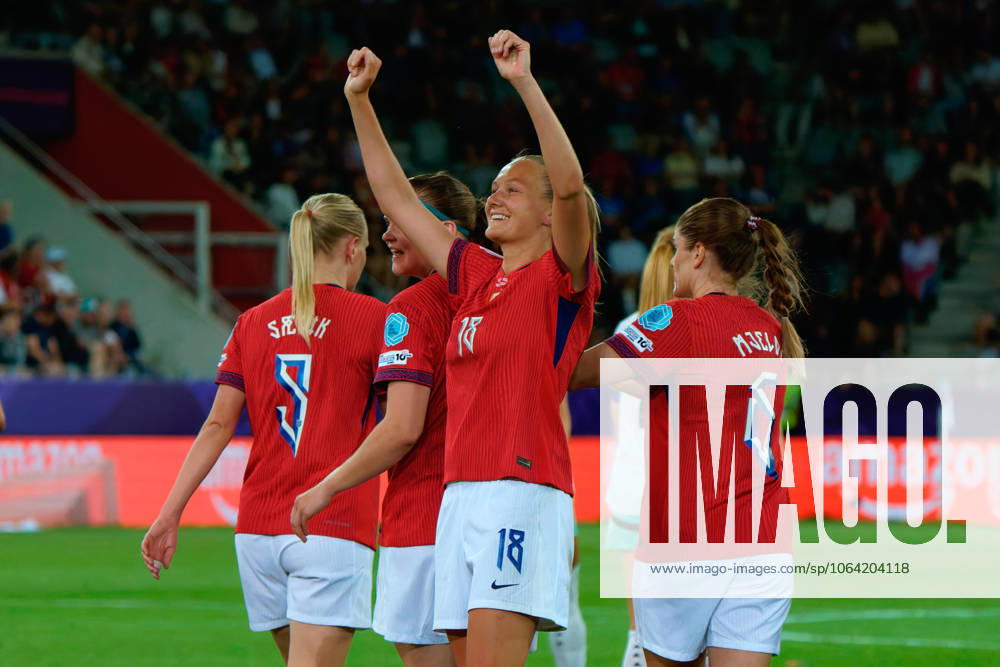 Frida Maanum of Norway celebrates after scoring a goal during UEFA Women s EURO 2025 - Norway vs Iceland, UEFA European Football Championship in Thun, Switzerland, July 10 2025