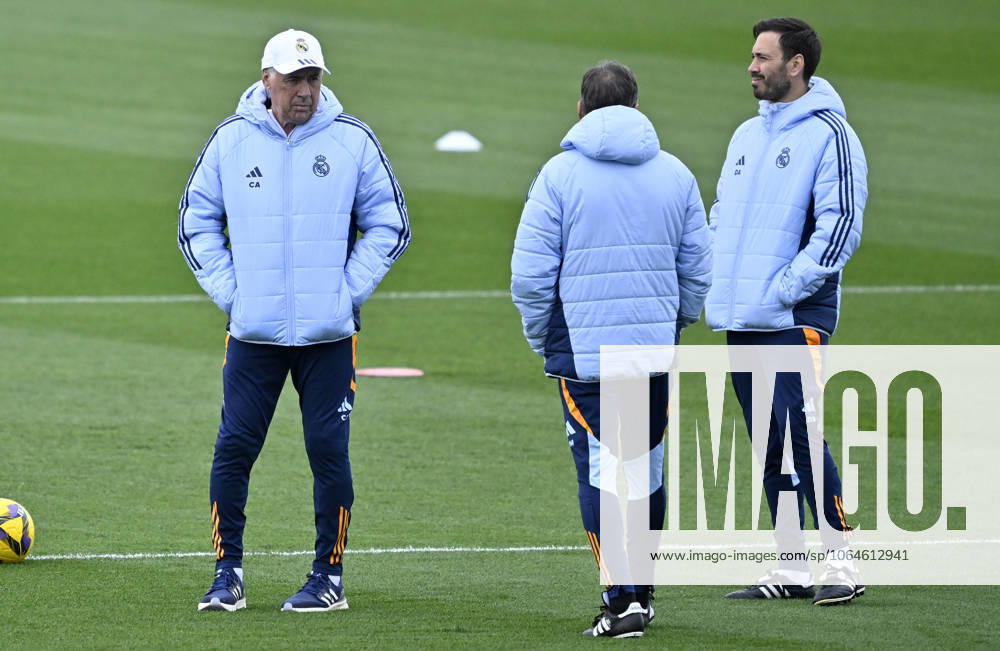 Training session of Real Madrid MADRID, SPAIN - FEBRUARY 28: Head Coach of Real Madrid Carlo Ancelotti leads training session at Valdebebas facilities ahead of LaLiga 26th week football match against Real Betis in Madrid, Spain on February 28, 2025. Madrid Spain. Editorial use only. Please get in touch for any other usage.