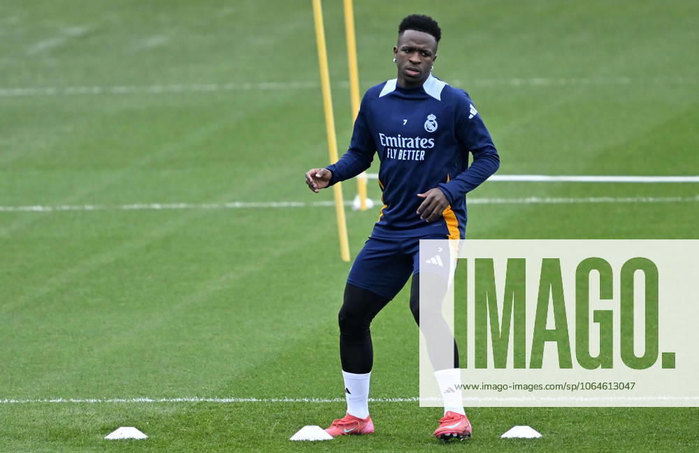 Training session of Real Madrid MADRID, SPAIN - FEBRUARY 28: Vinicius Junior of Real Madrid attends training session at Valdebebas facilities ahead of LaLiga 26th week football match against Real Betis in Madrid, Spain on February 28, 2025. Madrid Spain. Editorial use only. Please get in touch for any other usage.