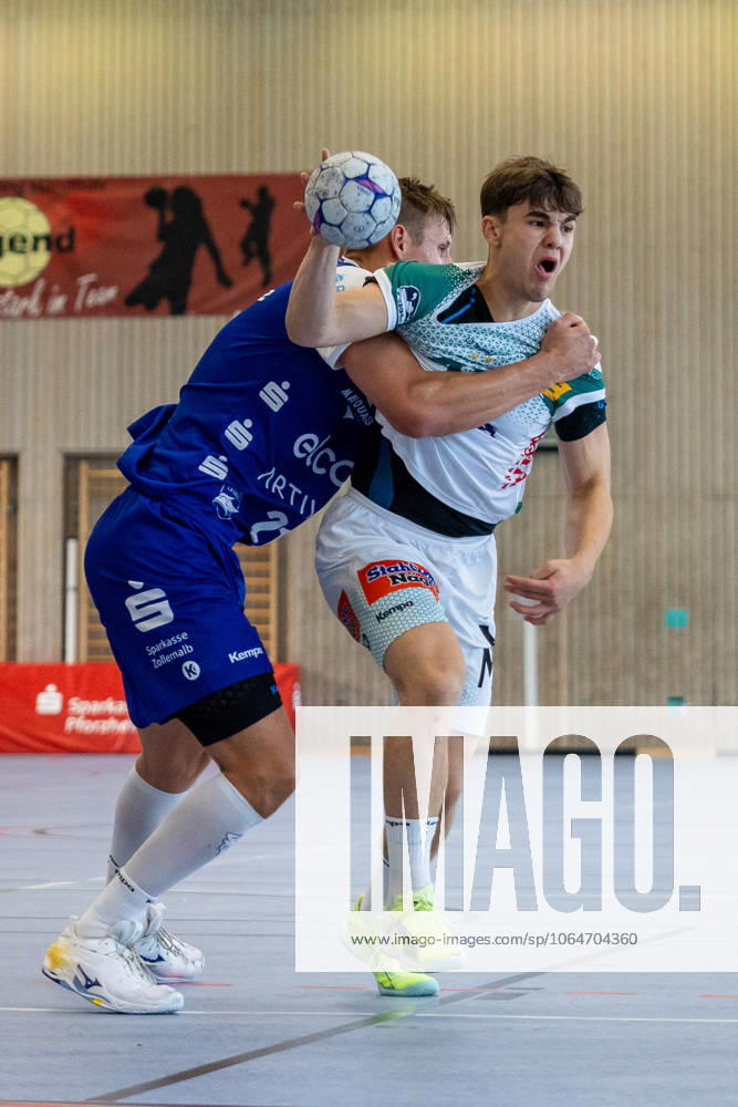 Elias NEWEL (FRISCH AUF! Goeppingen, 40) im Zweikampf gegen Till Wente (HBW Balingen-Weilstetten, 21) FRISCH AUF! Goeppingen (FAG) vs. HBW Balingen-Weilstetten (HBW), Handball, Maenner, S-Cup Altensteig 2025, Halbfinale, Spielzeit 2025 2026, 02.08.2025 FRISCH AUF! Goeppingen (FAG) vs. HBW Balingen-Weilstetten (HBW), Handball, Maenner, S-Cup Altensteig 2025, Halbfinale, Spielzeit 2025 2026, 02.08.2025 Altensteig
