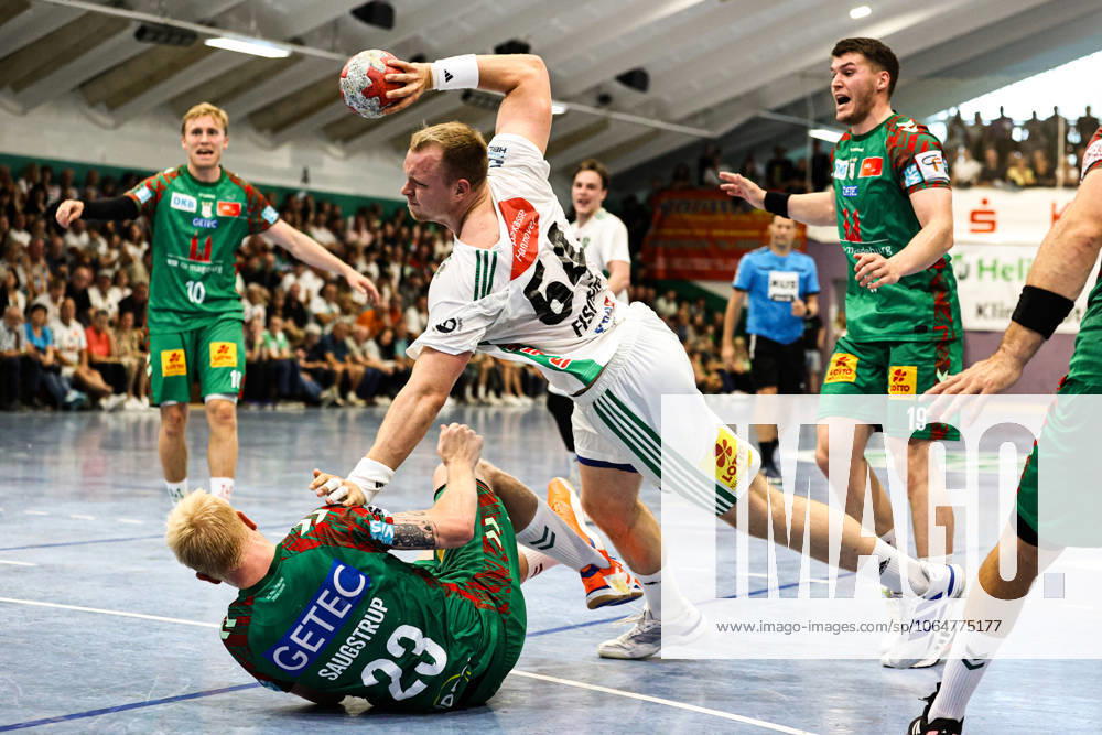 Justus Fischer (TSV Hannover-Burgdorf,54) - 1. Handball Bundesliga Saison 2025-2026 Testspiel HG 85 Köthen vs. SC Magdeburg in der Heinz-Fricke-Sporthalle in Köthen - Aktion,Handball,Mann,Männer,Deutschland