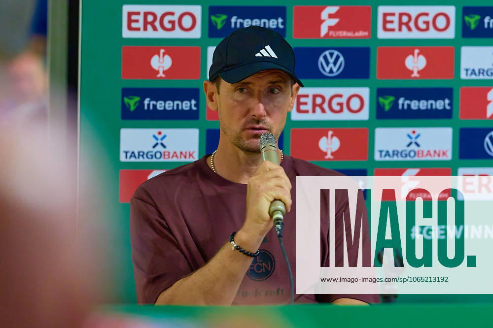 Miroslav Klose (1.FC Nuernberg, Chef-Trainer) in der Pressekonferenz nach dem Spiel GER, FV Illertissen 1921 e.V. vs 1. FC Nuernberg, Fussball, Herren DFB Pokal, 1. Runde, Saison 2025 2026, 16.08.2025 DFB regulations prohibit any use of photographs as image sequences and or quasi-video GER, FV Illertissen 1921 e.V. vs 1. FC Nuernberg, Fussball, Herren DFB Pokal, 1. Runde, Saison 2025 2026, 16.08.2025 Illertissen