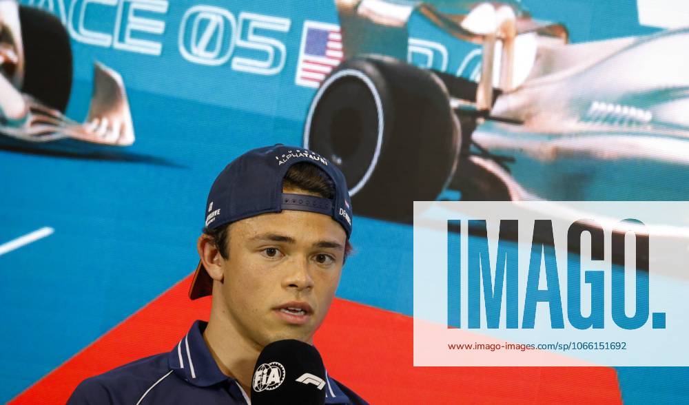 Drivers press conference, PK, Pressekonferenz held in Florida ahead of the F1 Grand Prix of Miami MIAMI GARDENS, FLORIDA, UNITED STATES - MAY 4: Driver Nyck de Vries of Scuderia AlphaTauri speaks during a drivers press conference ahead of the F1 Grand Prix of Miami at the Miami International Autodrome on May 04, 2023 in Miami Gardens, Florida, United States. Florida United States. Editorial use only. Please get in touch for any other usage.
