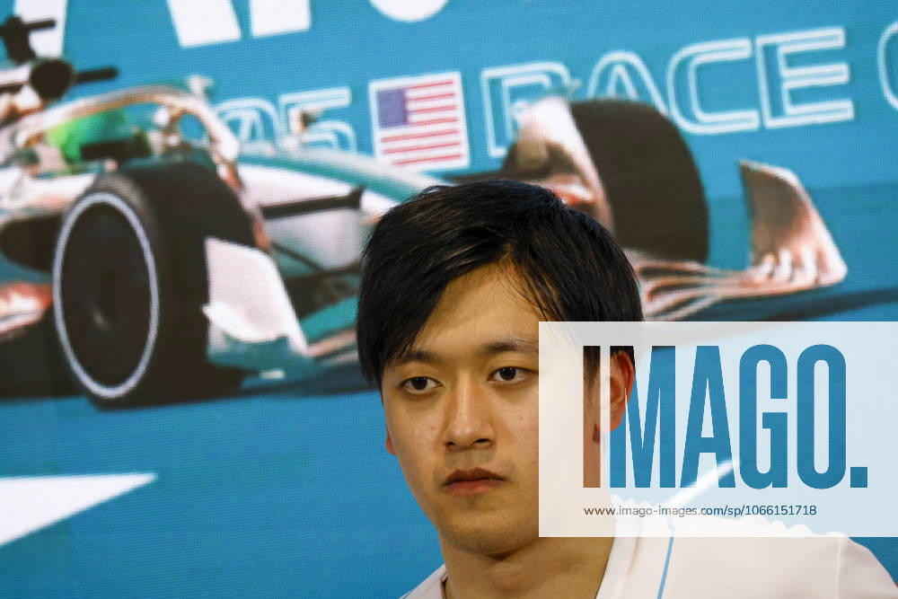 Drivers press conference, PK, Pressekonferenz held in Florida ahead of the F1 Grand Prix of Miami MIAMI GARDENS, FLORIDA, UNITED STATES - MAY 4: Driver Zhou Guanyu of Oracle Alfa Romeo F1 Team during a drivers press conference ahead of the F1 Grand Prix of Miami at the Miami International Autodrome on May 04, 2023 in Miami Gardens, Florida, United States. Florida United States. Editorial use only. Please get in touch for any other usage.