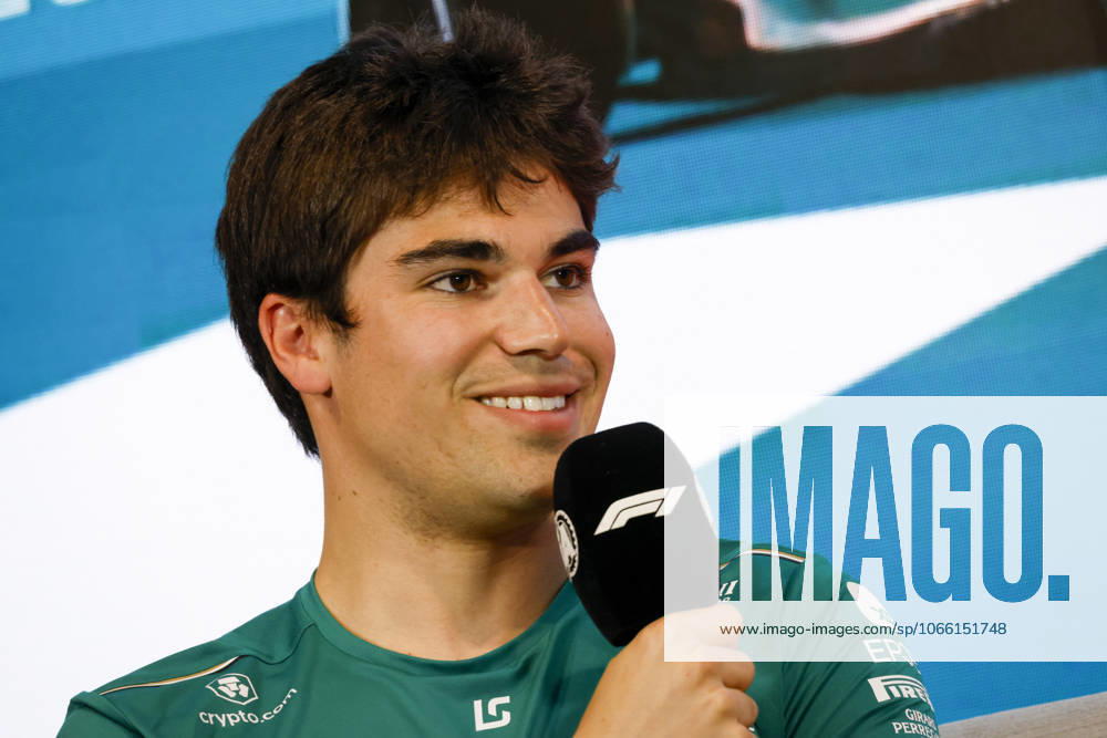 Drivers press conference, PK, Pressekonferenz held in Florida ahead of the F1 Grand Prix of Miami MIAMI GARDENS, FLORIDA, UNITED STATES - MAY 4: Driver Lance Stroll of Aston Martin speaks during a drivers press conference ahead of the F1 Grand Prix of Miami at the Miami International Autodrome on May 04, 2023 in Miami Gardens, Florida, United States. Florida United States. Editorial use only. Please get in touch for any other usage.