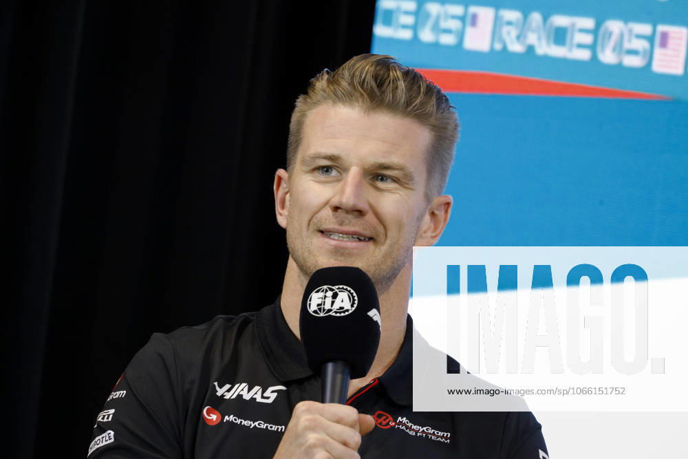 Drivers press conference, PK, Pressekonferenz held in Florida ahead of the F1 Grand Prix of Miami MIAMI GARDENS, FLORIDA, UNITED STATES - MAY 4: Driver Nico Hulkenberg of Haas F1 Team speaks during a drivers press conference ahead of the F1 Grand Prix of Miami at the Miami International Autodrome on May 04, 2023 in Miami Gardens, Florida, United States. Florida United States. Editorial use only. Please get in touch for any other usage.