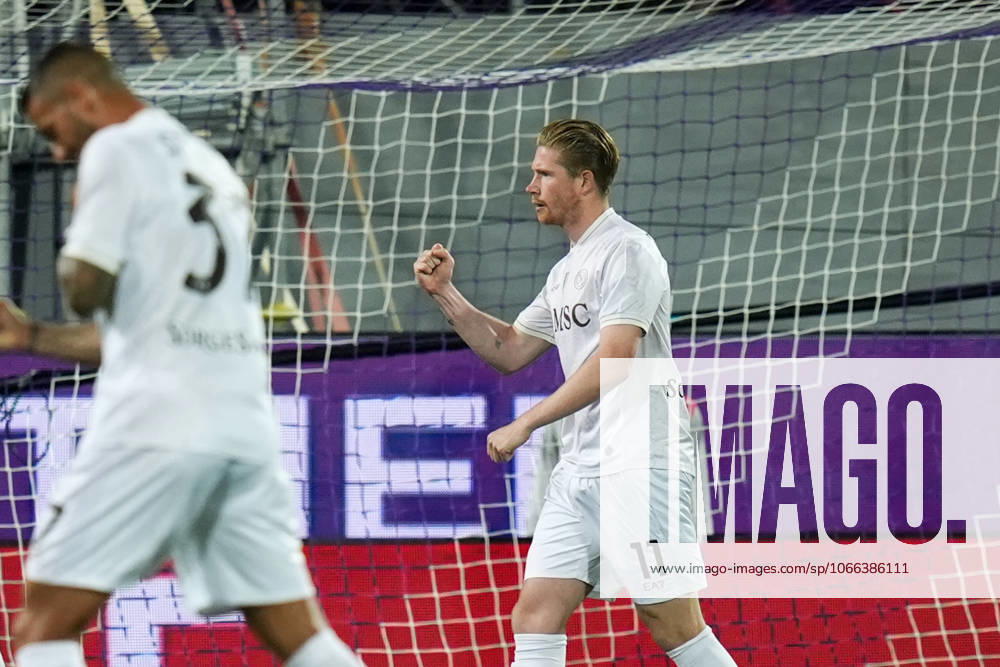 Napoli s Kevin De Bruyne celebrates after scoring the 0-1 goal for his team during the Serie A soccer match between Fiorentina and Napoli at the Artemio Franchi Stadium in Florence, north Italy - Saturday, September 13, 2025 -
