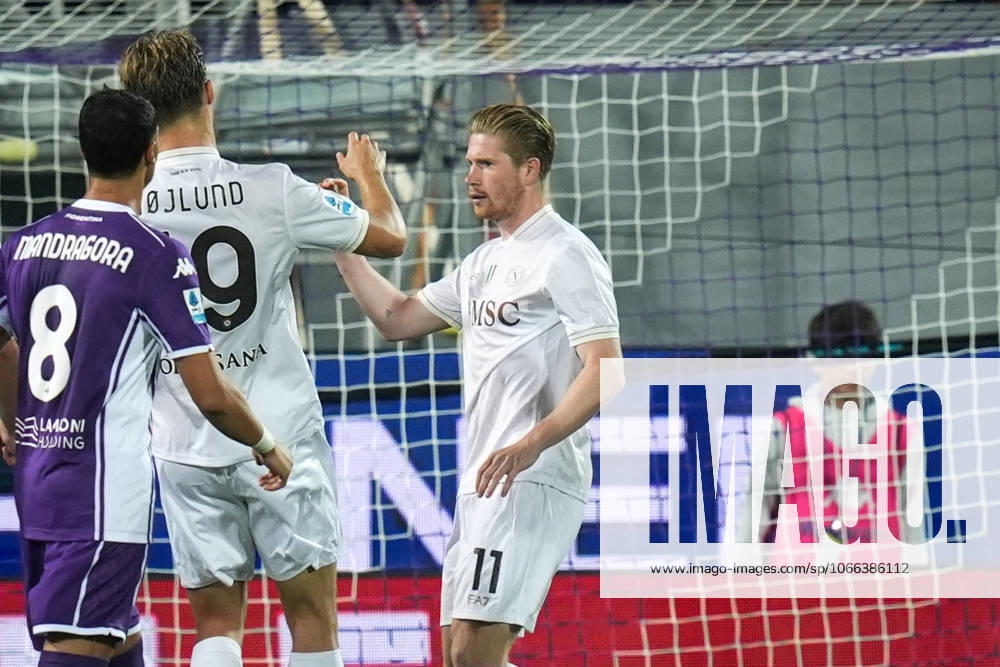 Napoli s Kevin De Bruyne celebrates after scoring the 0-1 goal for his team during the Serie A soccer match between Fiorentina and Napoli at the Artemio Franchi Stadium in Florence, north Italy - Saturday, September 13, 2025 -