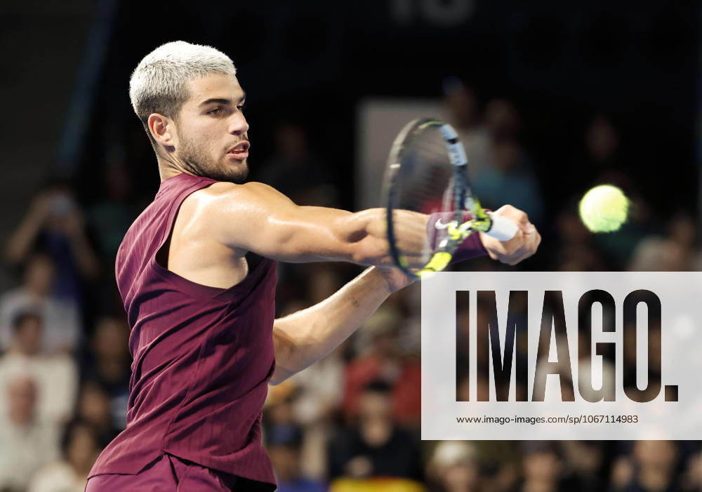 Tennis: Japan Open Carlos Alcaraz of Spain plays against Brandon Nakashima of the United States in the men s singles quarterfinals of the Japan Open tennis tournament at Ariake Tennis Park in Tokyo on Sept. 28, 2025. A14AA0004889990P