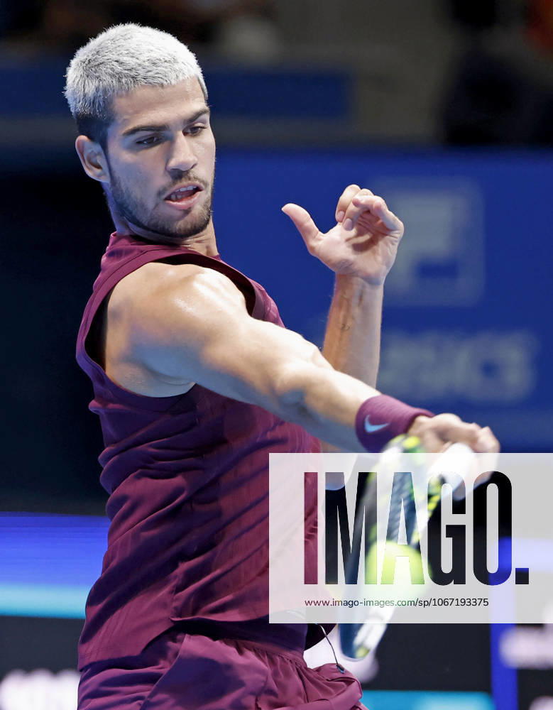 Tennis: Japan Open Carlos Alcaraz of Spain plays against Taylor Fritz of the United States in the men s singles final at the Japan Open tennis tournament at Ariake Coliseum in Tokyo on Sept. 30, 2025. A14AA0004897118P