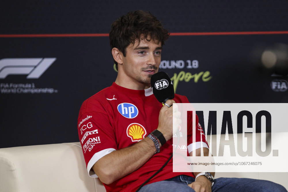 F1 - SINGAPORE GRAND PRIX 2025 LECLERC Charles (mco), Scuderia Ferrari SF-25, portrait press conference, PK, Pressekonferenz during the 2025 Formula 1 Singapore Grand Prix, 18th round of the 2025 FIA Formula One World Championship, WM, Weltmeisterschaft from October 3 to 5, 2025 on the Marina Bay Street Circuit, in Singapore - SingaporeSingapore