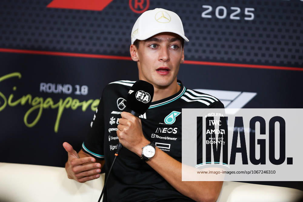 F1 - SINGAPORE GRAND PRIX 2025 RUSSELL George (gbr), Mercedes AMG F1 Team W16, portrait press conference, PK, Pressekonferenz during the 2025 Formula 1 Singapore Grand Prix, 18th round of the 2025 FIA Formula One World Championship, WM, Weltmeisterschaft from October 3 to 5, 2025 on the Marina Bay Street Circuit, in Singapore - SingaporeSingapore