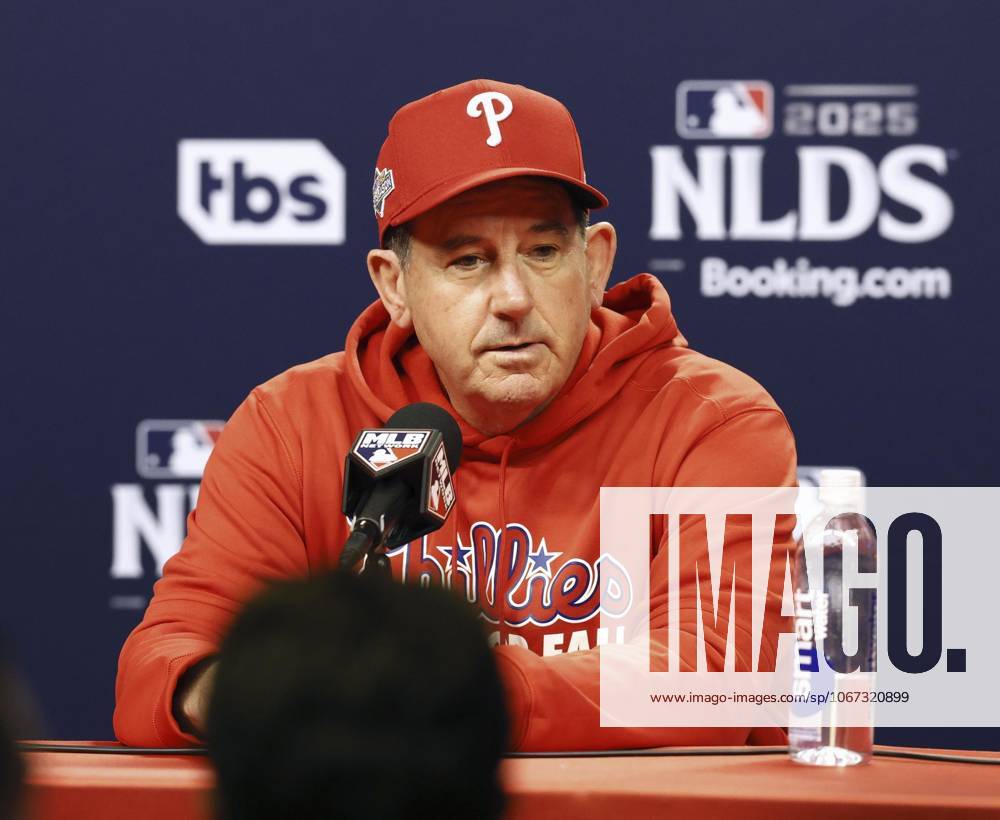 Baseball: Division Series between Dodgers and Phillies Philadelphia Phillies manager Rob Thomson holds a press conference, PK, Pressekonferenz in Philadelphia on Oct. 3, 2025, the eve of Game 1 of the Division Series against the Los Angeles Dodgers. A14AA0004908364P