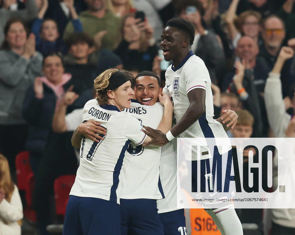 London, England, 9th October 2025. Morgan Rogers of England celebrates scoring the first goal during the England vs Wales International Friendly, Länderspiel, Nationalmannschaft match at Wembley Stadium, London. Picture credit should read: Paul Terry Sportimage . SPI_013_PT_Eng_Wal SPI-4207-0032