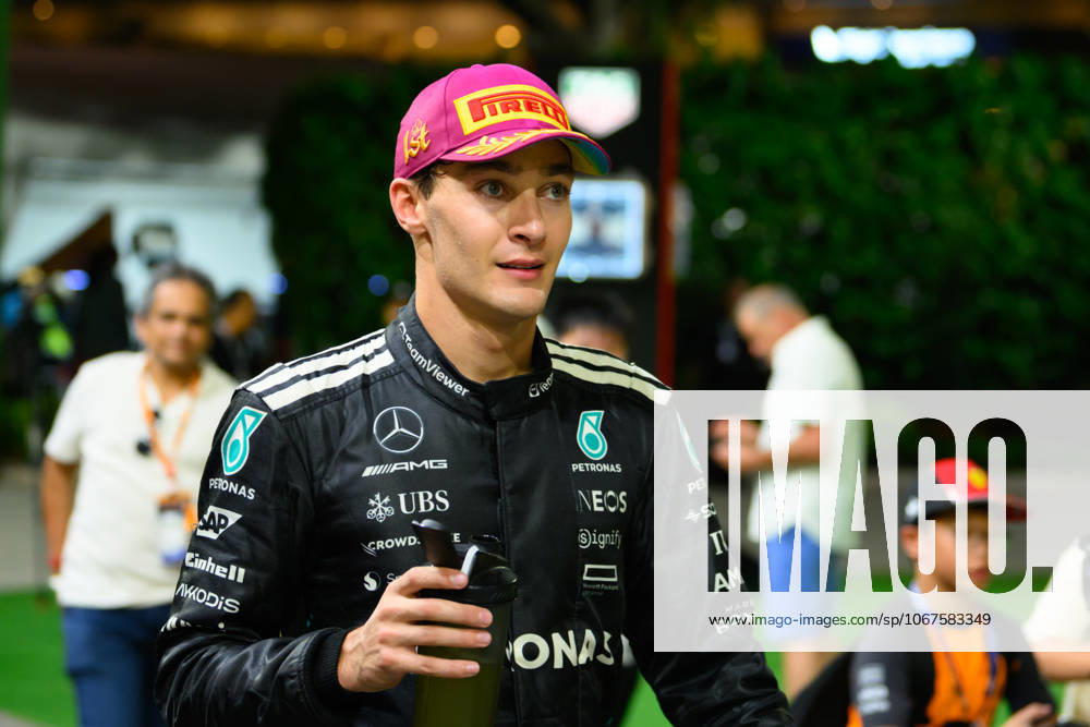 George Russell of Mercedes pictured at the Paddock after the win at the F1 Grand Prix of Singapore at Marina Bay Street Circuit on October, 5th, 2025 in Singapore. Singapore Singapore - ZUMAc251 20251005_znp_c251_031