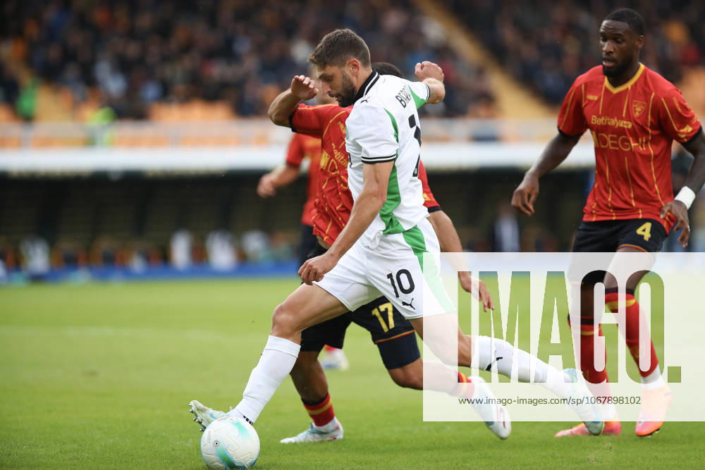 Domenico Berardi of US Sassuolo in action during the serie A match between US Lecce and US Sassuolo at Ettore Giardiniero - Via del Mare stadium in Lecce (Italy), October 18,2025. massimilianoxcarnabuci