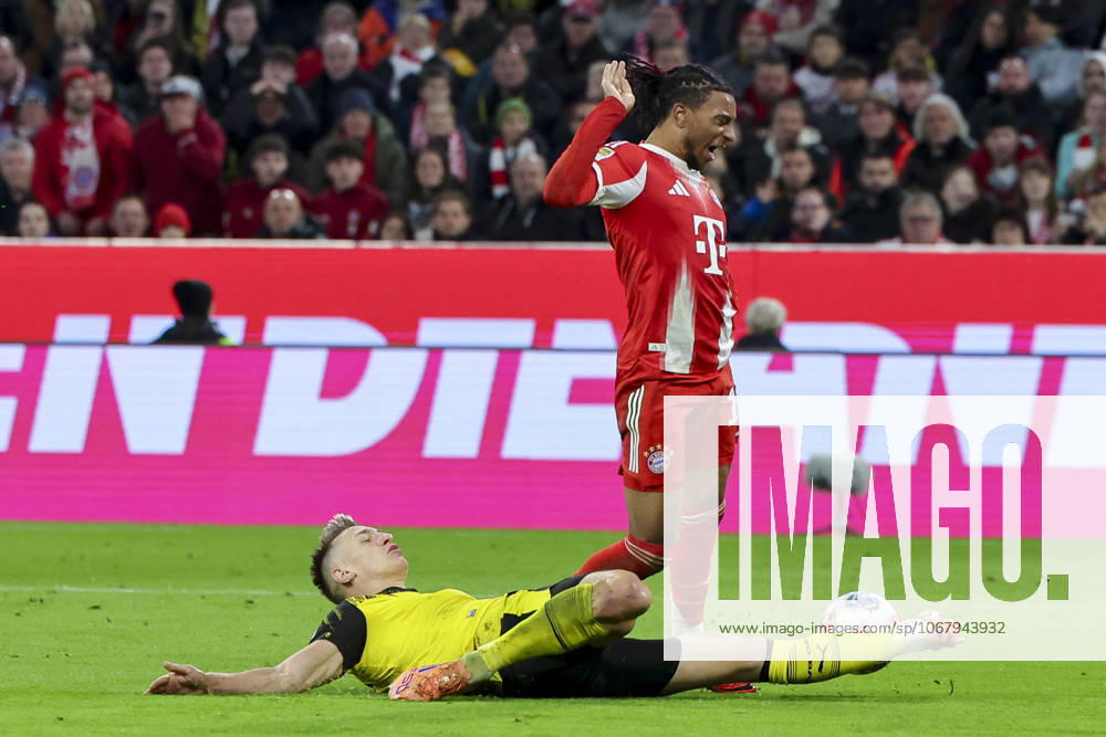 Nico Schlotterbeck (Borussia Dortmund) und Luis Diaz (FC Bayern Muenchen) kaempfen um den Ball, Bundesliga, FC Bayern München v Borussia Dortmund, Allianz Arena am 18. October 2025 in München, Deutschland. (Foto von Marco Steinbrenner DeFodi Images) Nico Schlotterbeck (Borussia Dortmund) und Luis Diaz (FC Bayern Muenchen) battle for the ball, Bundesliga, FC Bayern München v Borussia Dortmund, Allianz Arena, October 18, 2025 in München, Germany. (Photo by Marco Steinbrenner DeFodi Images) DFL regulations prohibit any use of photographs as image sequences and or quasi-video. Nico Schlotterbeck Borussia Dortmund and Luis Diaz FC Bayern Muenchen battle for the ball, Bundesliga, FC Bayern München v Borussia Dortmund, Allianz Arena, October 18, 2025 in Munich, Germany Photo by Marco Steinbrenner DeFodi Images Nico Schlotterbeck Borussia Dortmund and Luis Diaz FC Bayern Muenchen battle for the ball, Bundesliga, FC Bayern München v Borussia Dortmund, Allianz Arena, October 18, 2025 in München, Germany Photo by Marco Steinbrenner DeFodi Images DFL regulations prohibit any use of photographs as image sequences and or quasi video