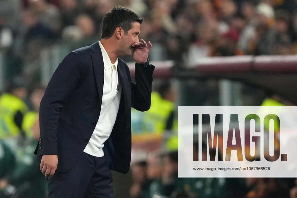 Cristian Chivu, head coach of FC Internazionale, during the Serie A 2025 2026 football match between AS Roma and FC Internazionale at Stadio Olimpico in Rome (Italy), October 18, 2025. antoniettaxbaldassarre