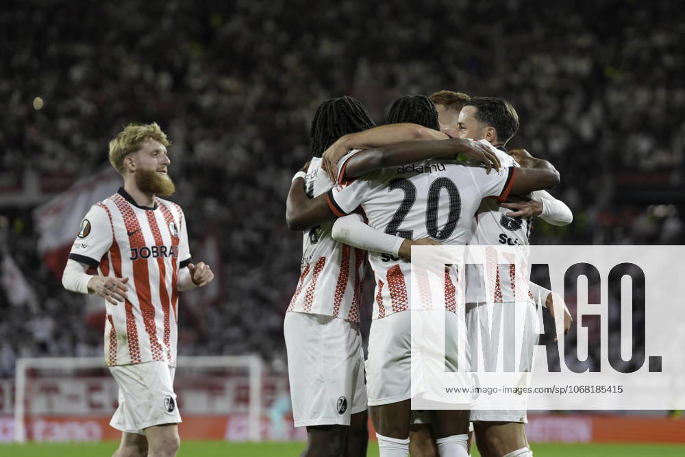 Torjubel, Emotionen, Torschuss, Abschluss, Torerfolg, Tor, Treffer , Deutschland, Fussball, UEFA Europa League, 3.Spieltag, Ligaphase, 2025 2026, SC Freiburg vs. FC Utrecht, 23.10.2025, Europa-Park Stadion, Freiburg, Deutschland Freiburg Europa-Park Stadion Baden-Württemberg Deutschland